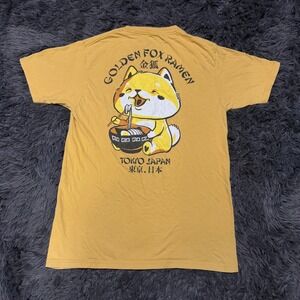LCM Golden Fox Ramen Tokyo Japan Graphic T-Shirt Yellow Small Shiba Inu